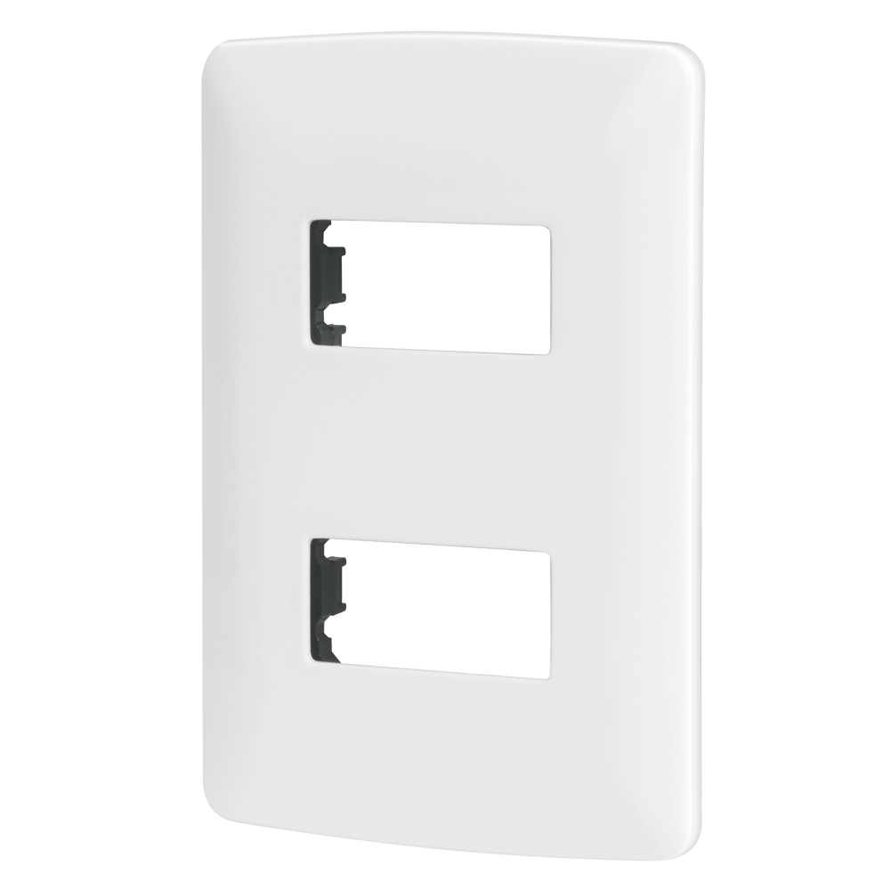 Placa 2 módulos de ABS, línea Italiana, color blanco PPDO-IB