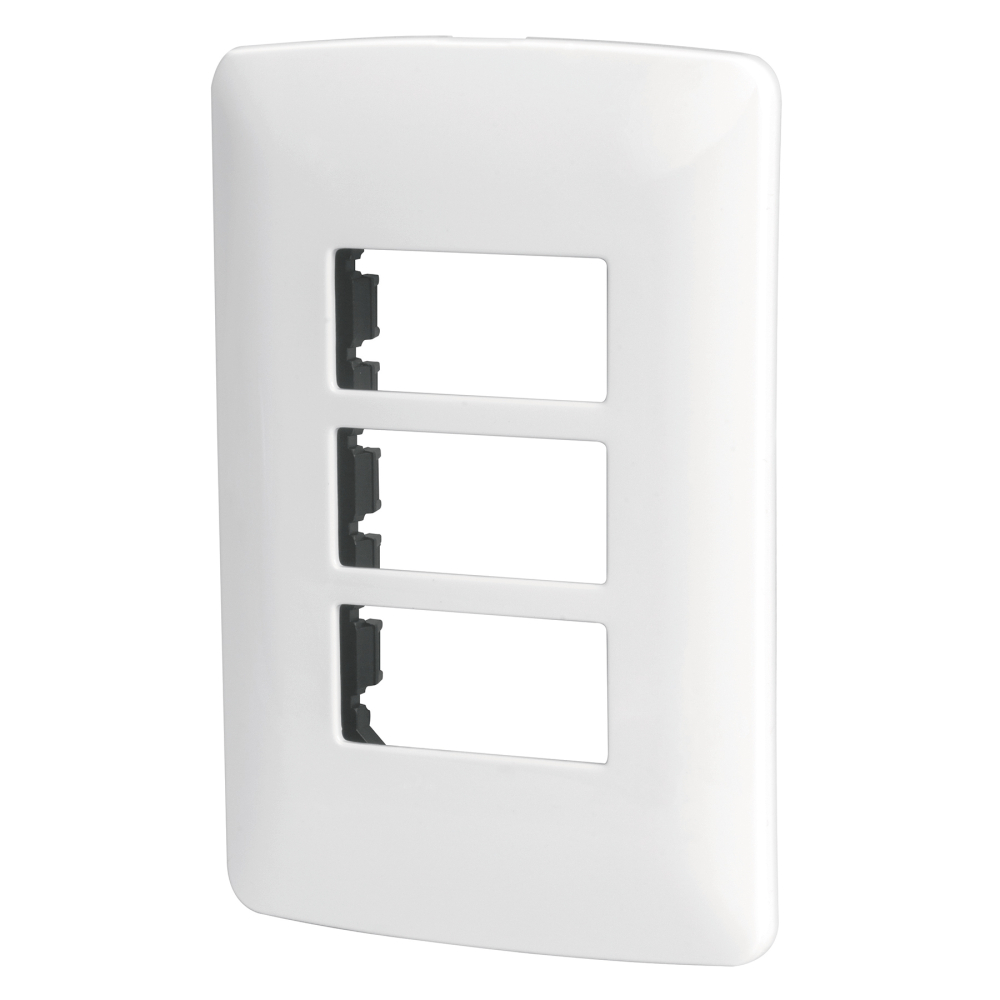 Placa 3 módulos de ABS, línea Italiana, color blanco PPTR-IB