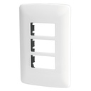 Placa 3 módulos de ABS, línea Italiana, color blanco PPTR-IB