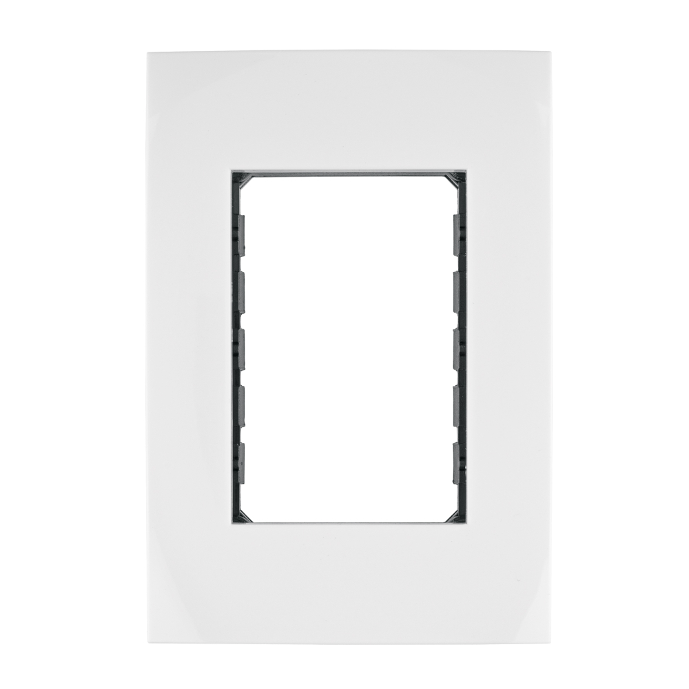 Placa 3 módulos de ABS, línea Oslo, color blanco, Volteck PPTR-OB