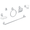 Juego de 6 accesorios p/baño cromo chapetón ovalado, Aqua AQA-4003