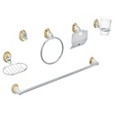 Juego de 6 acc. p/baño cromo-oro chapetón ovalado, Aqua AQA-4003G
