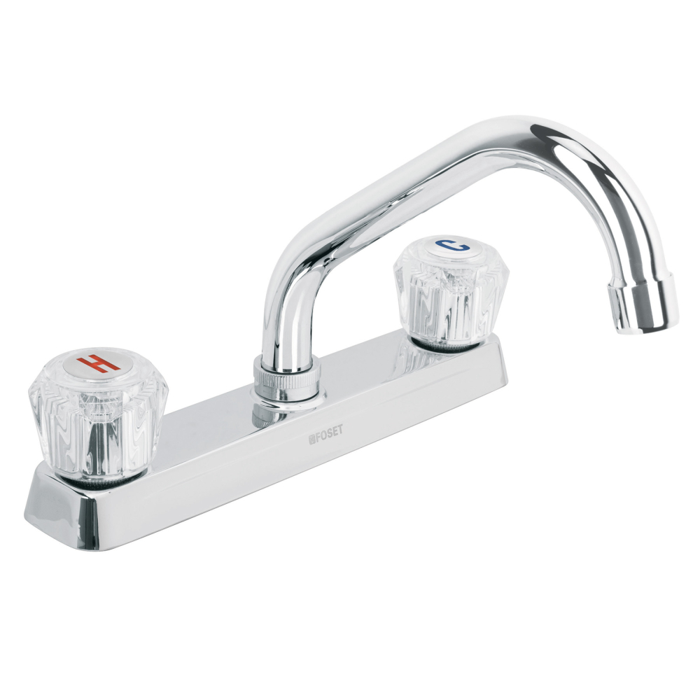 Mezcladora 8' fregadero cromo, cuello corto, acrílico, BASIC F-317A