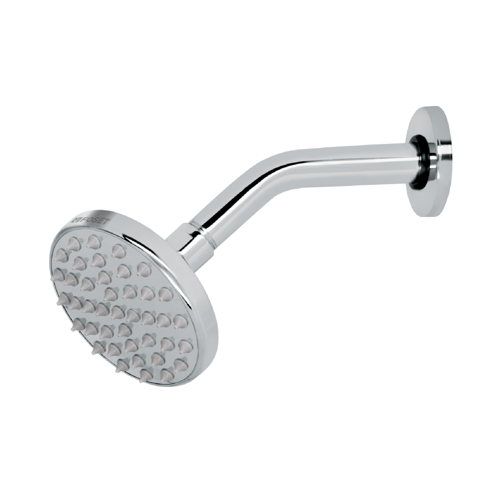Regadera cromo 4' plato redondo, con brazo, Foset Element R-204