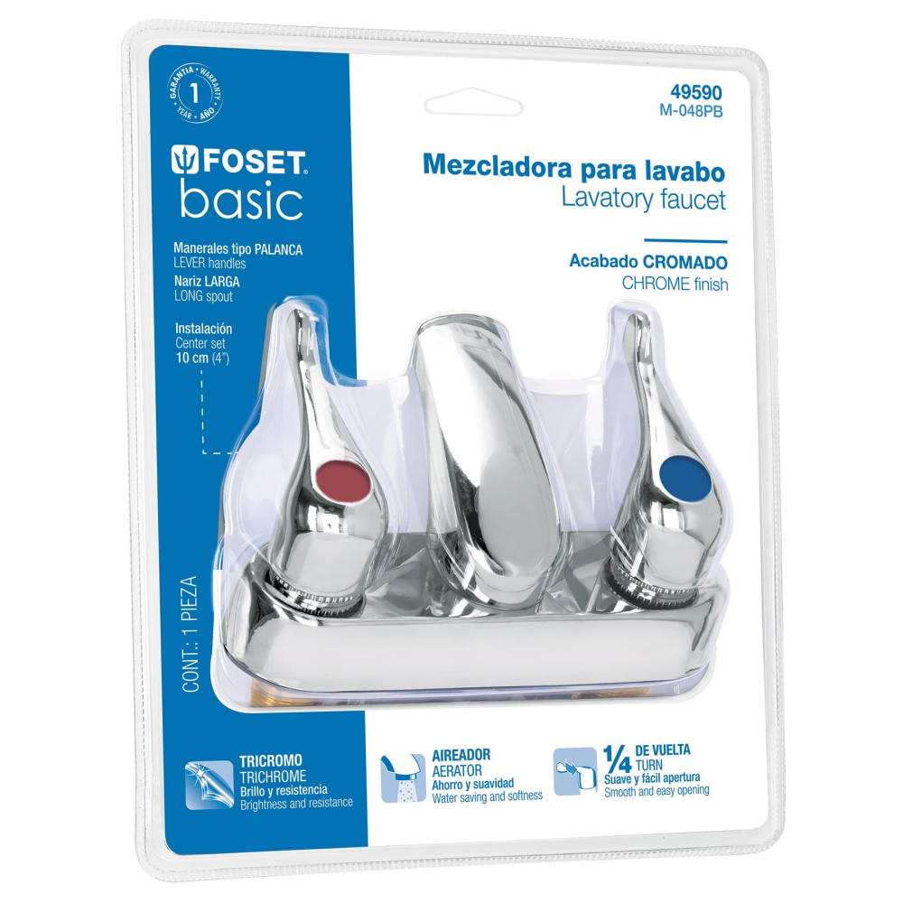 Mezcladora 4' lavabo, ABS, palanca, blister, BASIC M-048PB