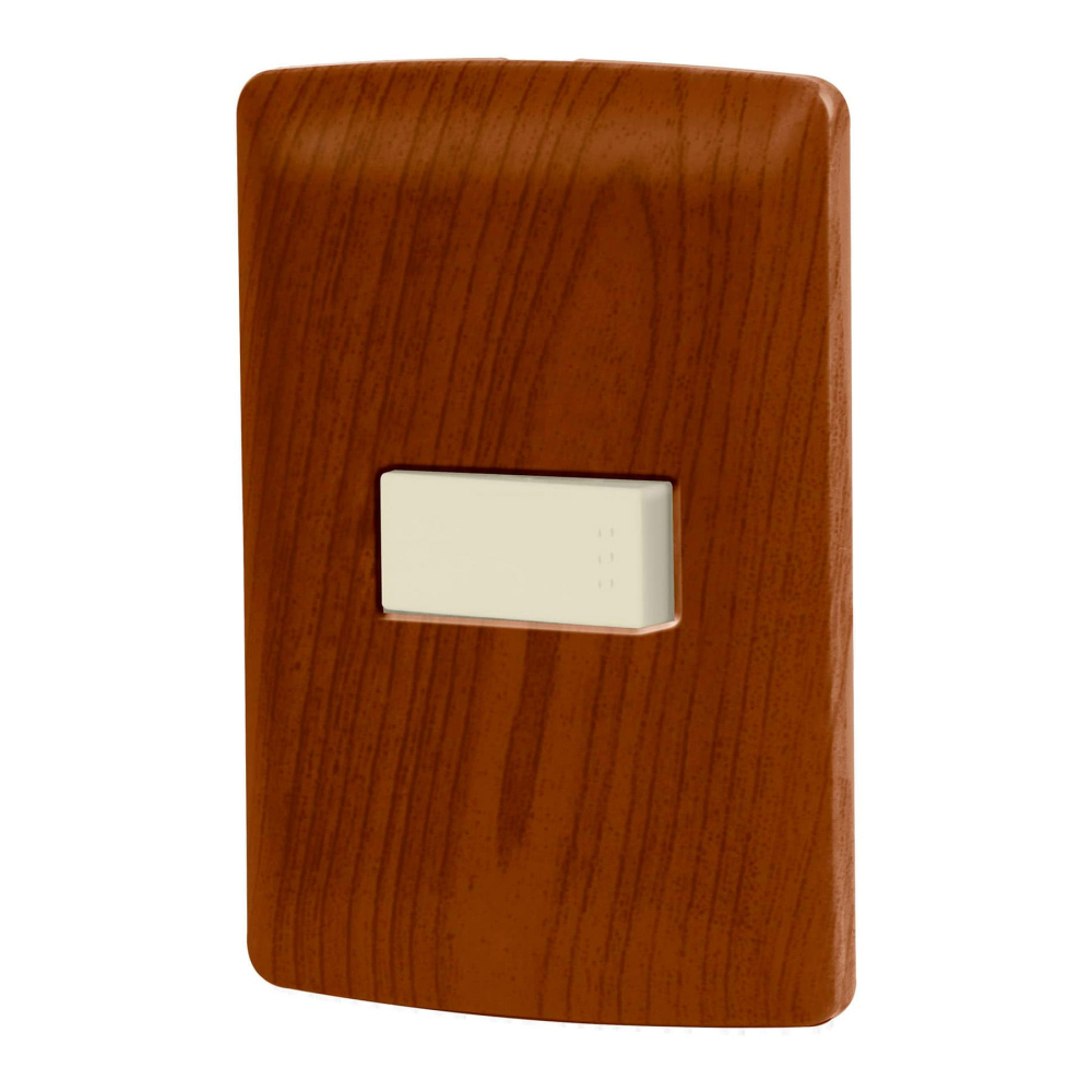 Placa armada 1 interruptor sencillo, madera, línea Italiana PA-APSE-IM