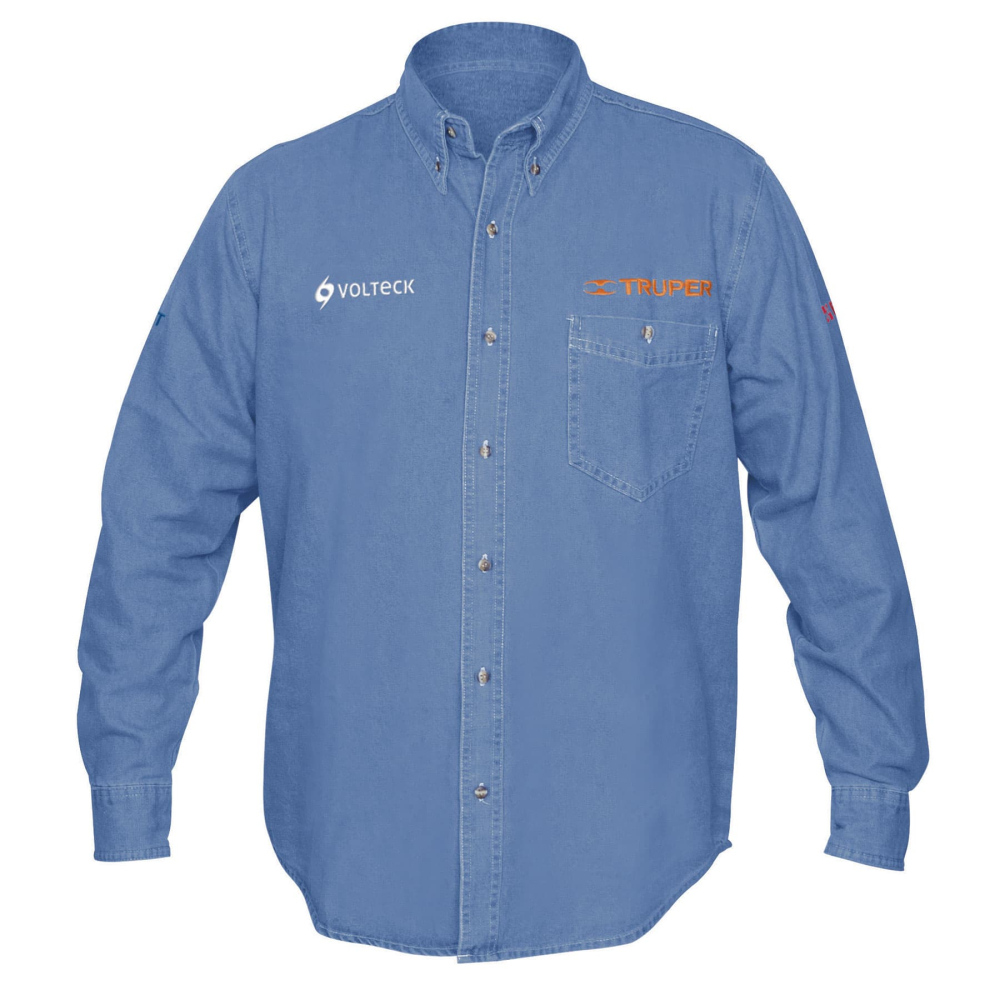 Camisa de mezclilla manga larga para hombre, G, TRUPER CAM-MEZ-LL