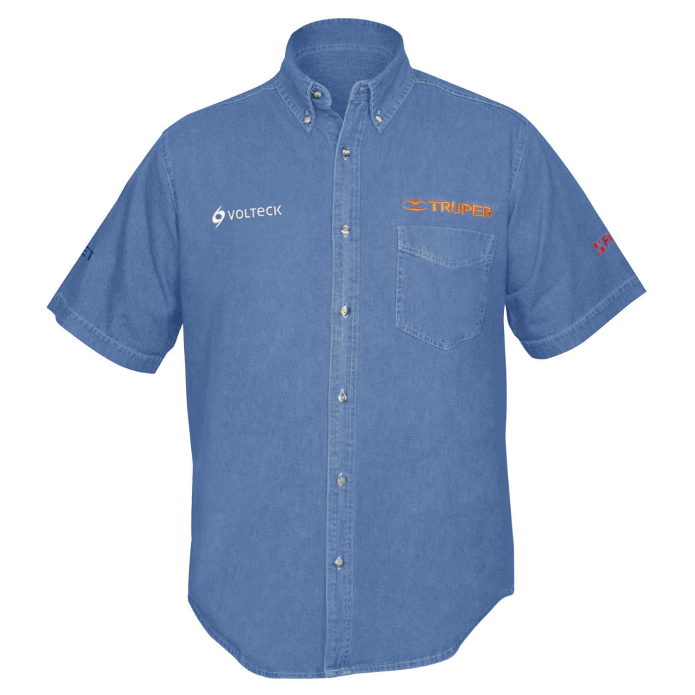 Camisa de mezclilla manga corta para hombre, M, Truper CAM-MEZ-CM