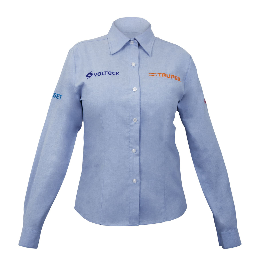 Camisa manga larga para mujer, azul, M, Truper CAM-AZ-DLM