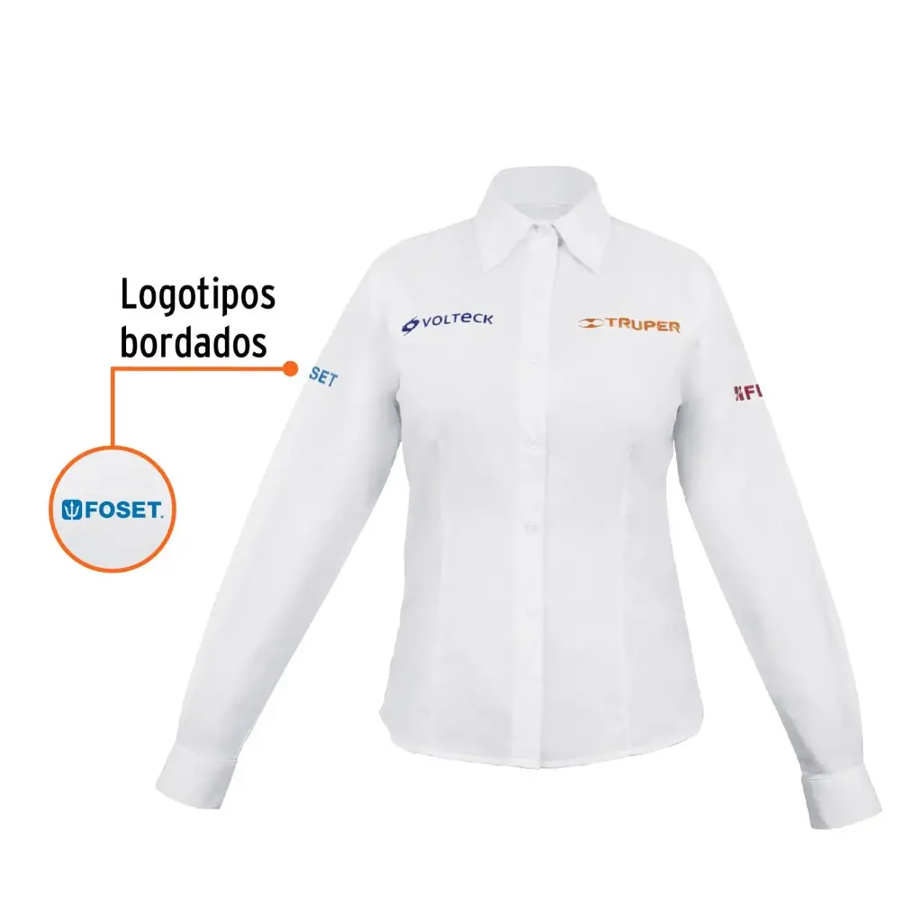 Camisa manga larga para mujer, blanca, EG, Truper CAM-BCO-DLXL