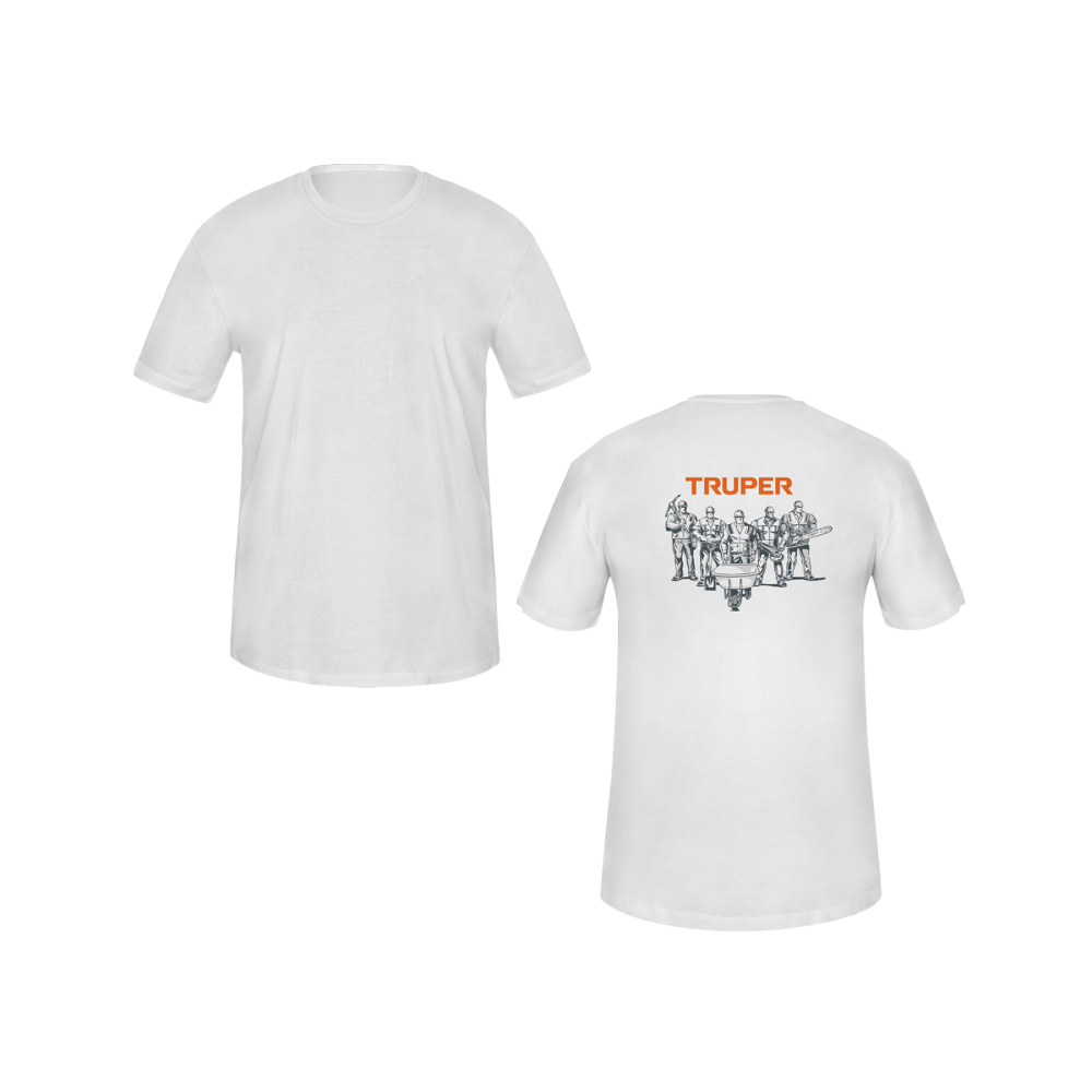 Playera cuello redondo para hombre, blanca, M, Truper CAM-BLA-38