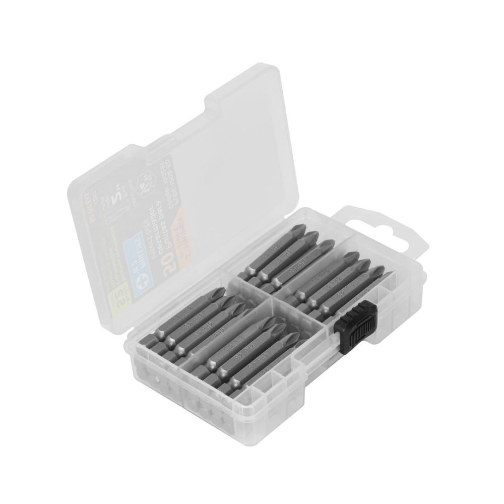 Estuche con 50 puntas de cruz PH2 largo 2', Truper Expert PUDE-1202-50