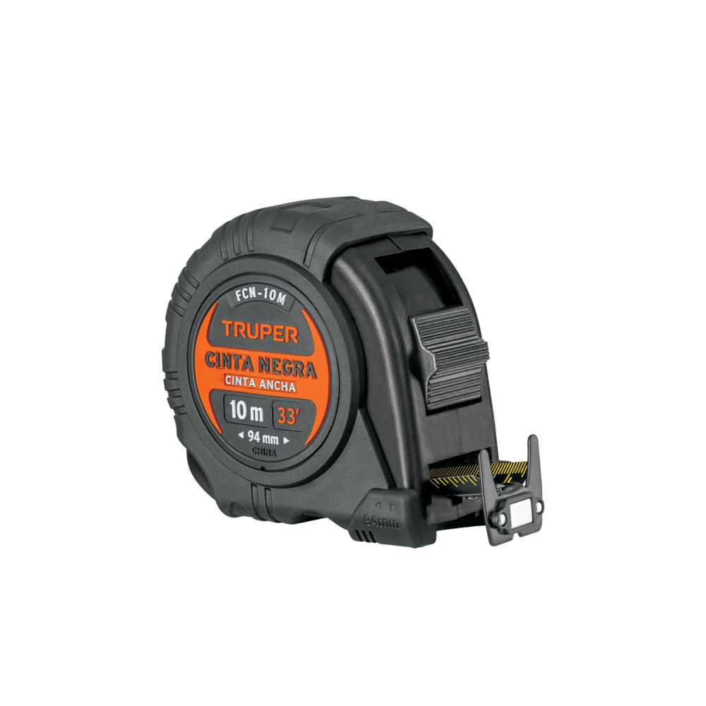 Flexómetro contra impactos 10 m, Cinta Negra 32 mm, Truper FCN-10M