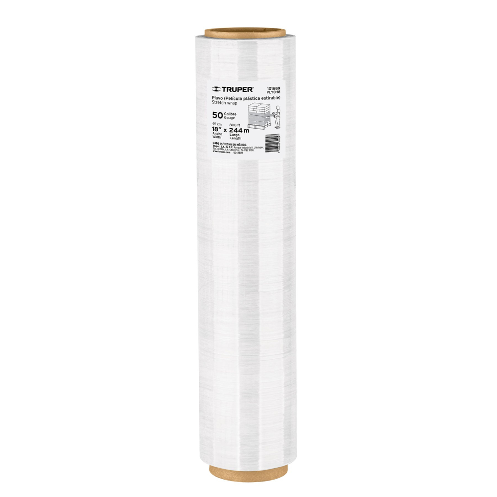 Rollo de 244m película plástica transparente playo 18' cal50 PLYO-18