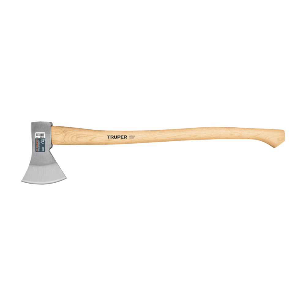 Hacha europea 1000 g, mango hickory 28', Truper HE-1000