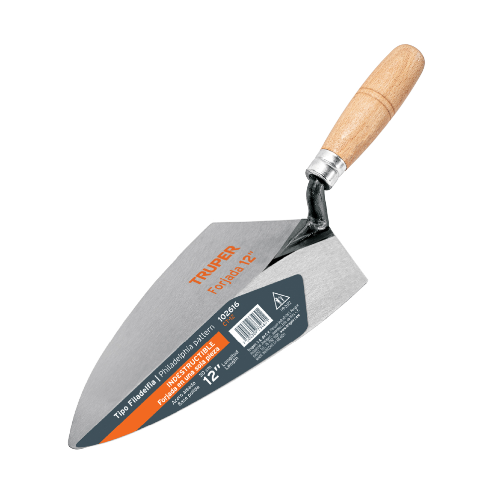 Cuchara para albañil 12' forjada tipo Filadelfia, TRUPER CT-12
