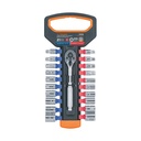Juego de dados mm y std con matraca, cuadro 1/4', Truper JD-1/4X21MP