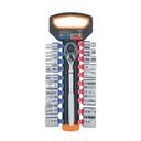 Juego de dados mm y std con matraca, cuadro 1/2', Truper JD-1/2X21MP