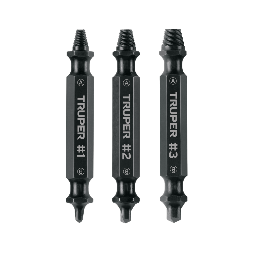 Blíster con 3 puntas extractoras de tornillos, Truper PUNE-3