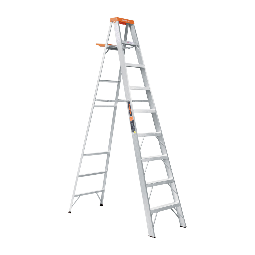 Escalera de tijera tipo ll 8 peldaños y bandeja, Truper EST-28