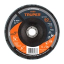 Disco laminado 7', grano 80 centro 7/8', fibra, TRUPER DLT-1732