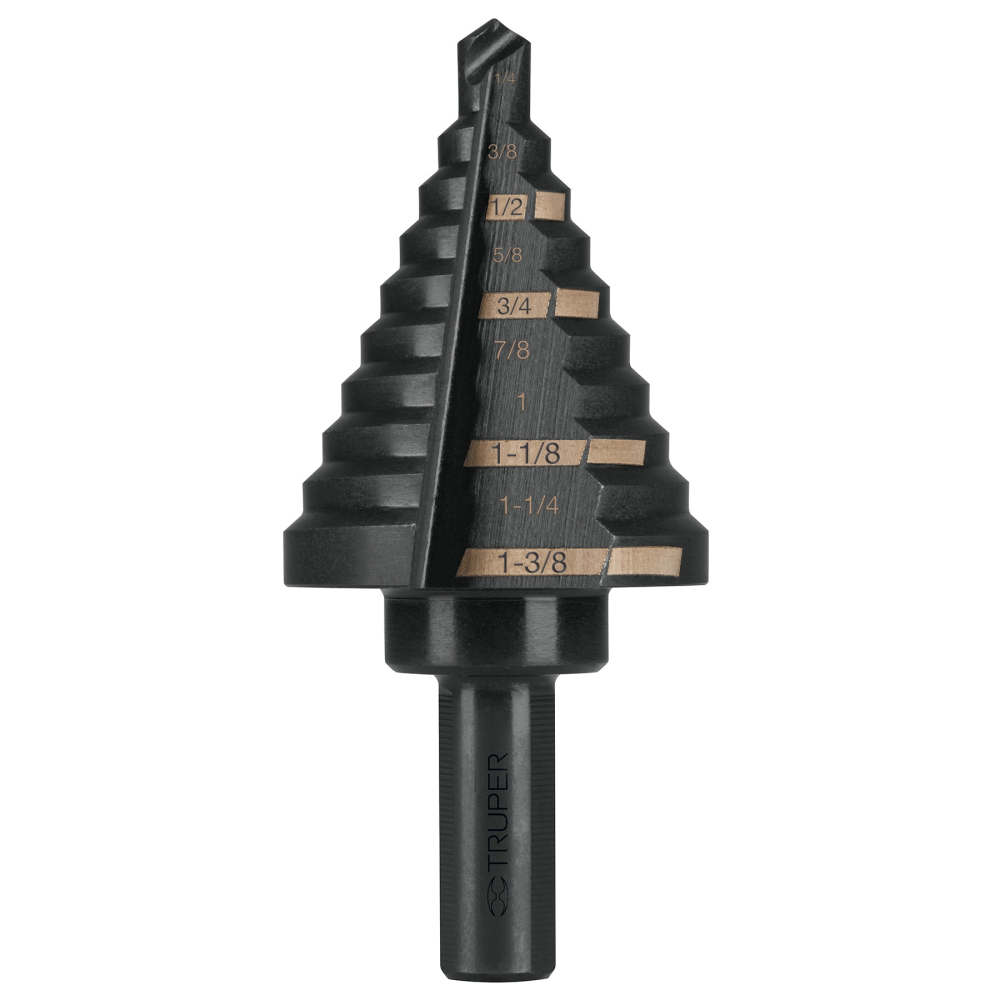 Broca escalonada óxido negro 10escalones 1/4 a 1-3/8',Truper BES-10