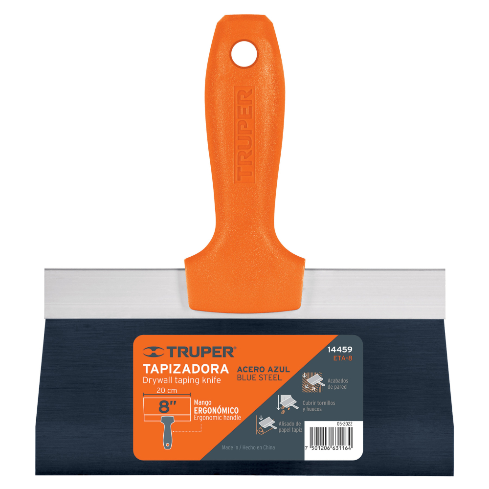 Espátula tapizadora de 8' acero al medio carbono, Truper ETA-8
