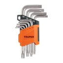 Juego de 9 llaves torx con organizador abatible, TRUPER TORX-9