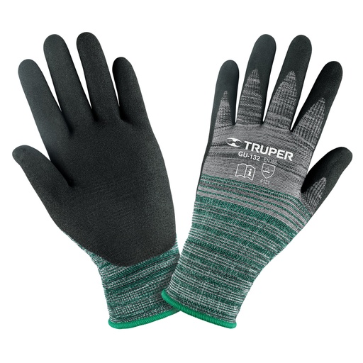 [17064] Guantes de nylon recubiertos de nitrilo arenoso, M, TRUPER GU-132