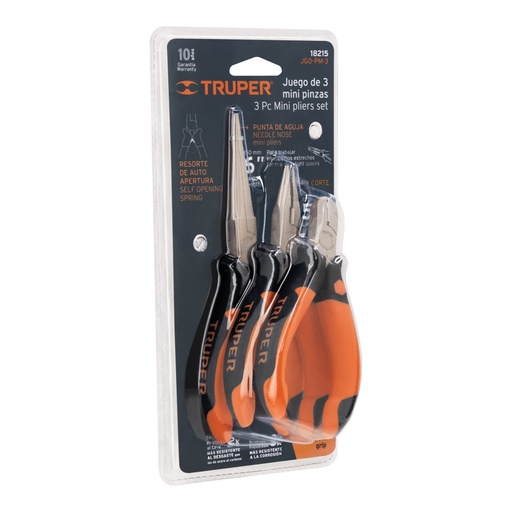 [18215] Juego de 3 mini pinzas mango Comfort Grip, Truper JGO-PM-3