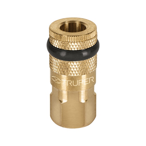 [19084] Cople rápido de latón, hembra, cuerda 1/4' NPT, TRUPER COPLE-HEM-1/4