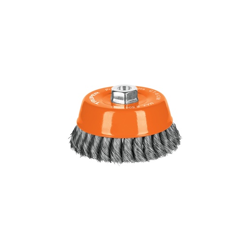 [11544] Carda copa 5' alambre trenzado fino, eje M14, Truper CT-612M