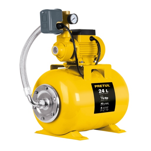 [20183] Equipo hidroneumático 24L, bomba periférica 1/2 HP, PRETUL HIDR-1/2X24P
