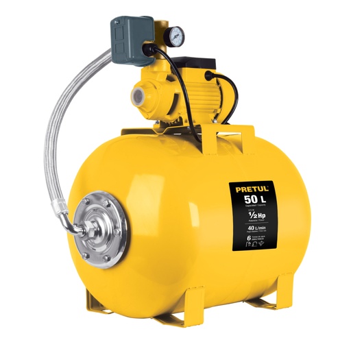 [20184] Equipo hidroneumático 50L, bomba periférica 1/2 HP, PRETUL HIDR-1/2X50P