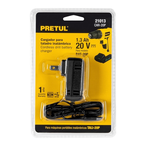 [21013] Cargador baterías de ion litio 20V, para TALI-20P, PRETUL CAR-20P