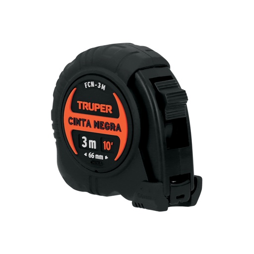 [11720] Flexómetro contra impactos 3 m, Cinta Negra 13 mm, Truper FCN-3M