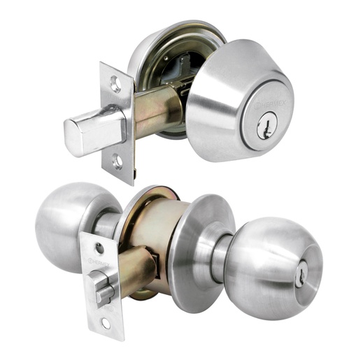 [23621] Combo cerraduras, llave-llave, cromo, HERMEX BASIC CMB-32P