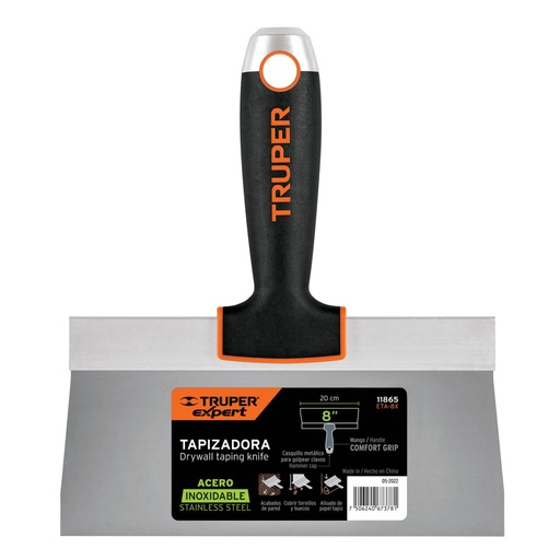 [11865] Espátula tapizadora de 8' acero inoxidable, Truper Expert ETA-8X