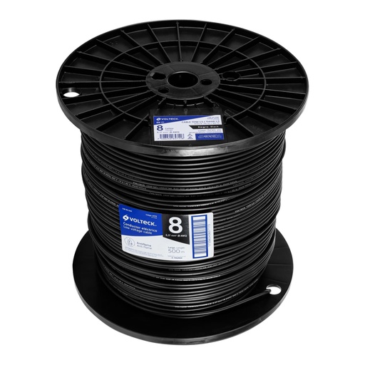 [40119] Metro de cable THHW-LS 8 AWG negro en carrete de 500 m CAB-8N-500