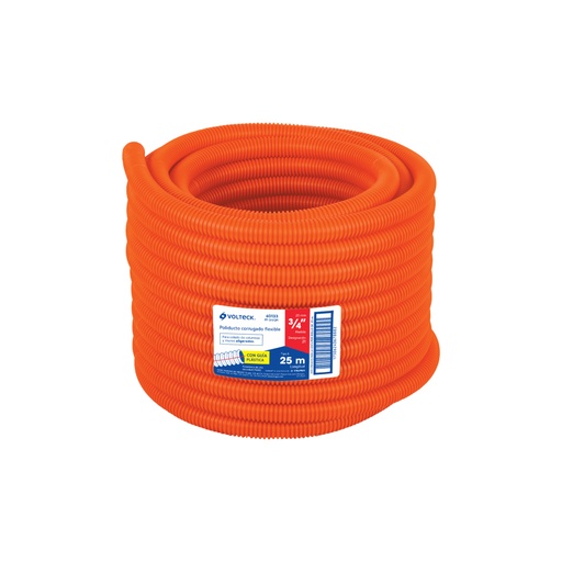 [40133] Metro de poliducto 3/4' corrugado flex. c/guía, rollo 25 m PF-3/4GM
