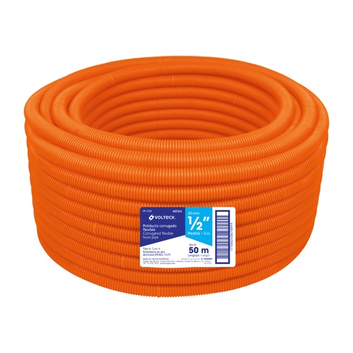 [40134] Metro de poliducto 1/2' corrugado flex. s/guía, rollo 50 m PF-1/2M