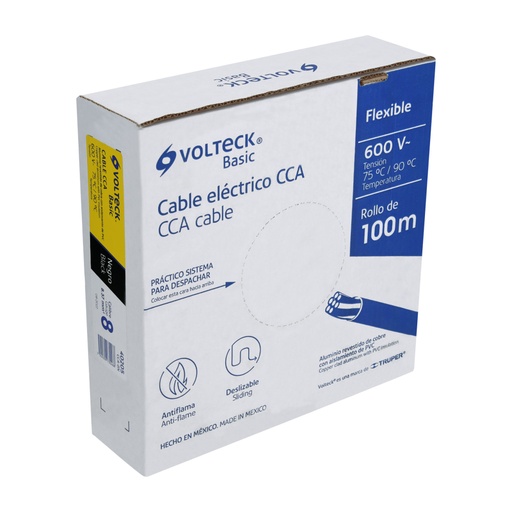 [40205] Rollo de 100 metros de cable THW CCA 8 AWG negro, Basic CCA-8N