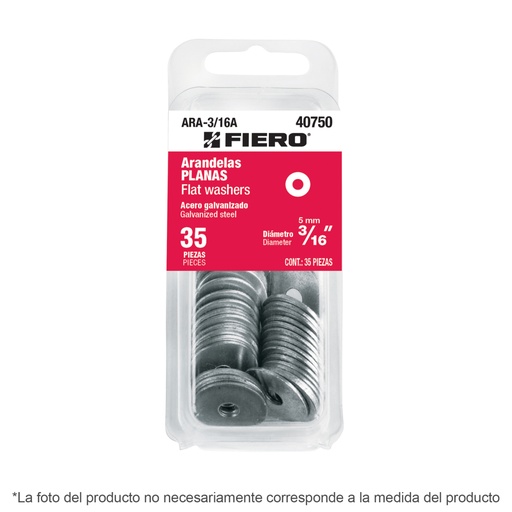 [40751] Blíster con 30 arandelas planas de 1/4', FIERO ARA-1/4A