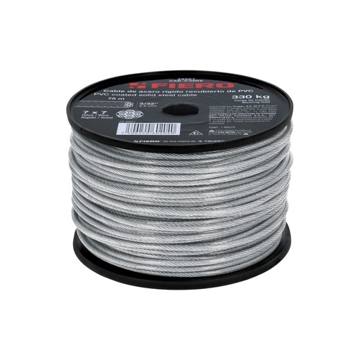 [44221] Metro de cable rígido 3/32' acero 7x7 recubierto PVC, 75 m CAB-3/32RX