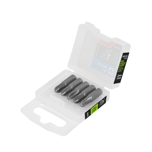 [12143] Estuche con 5 puntas de cruz PH3 largo 1', Truper Expert PUDE-1103