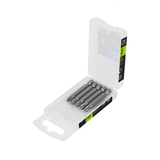 [12147] Estuche con 5 puntas de cruz PH2 largo 2', Truper Expert PUDE-1202
