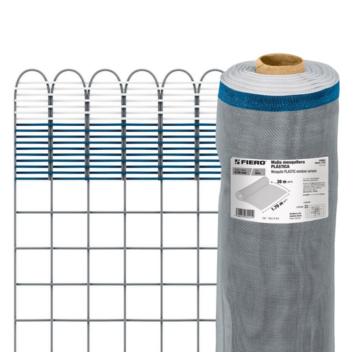 [44963] Rollo de 30 m x 1.7 m de malla mosquitera plástica gris TEMO-17PG
