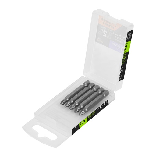 [12161] Estuche con 5 puntas pozidriv PZ1 largo 2', Truper Expert PUDE-2201