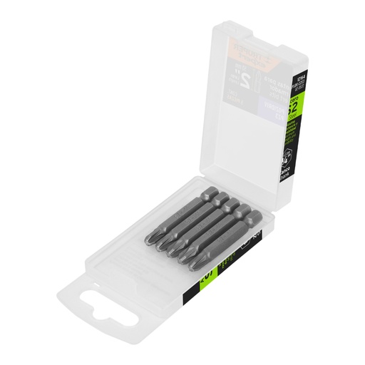 [12164] Estuche con 5 puntas pozidriv PZ3 largo 2', Truper Expert PUDE-2203