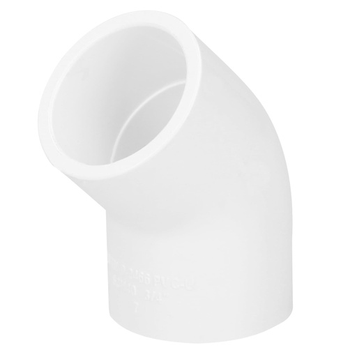 [45415] Codo 45° de PVC de 3/4', Foset PVC-862
